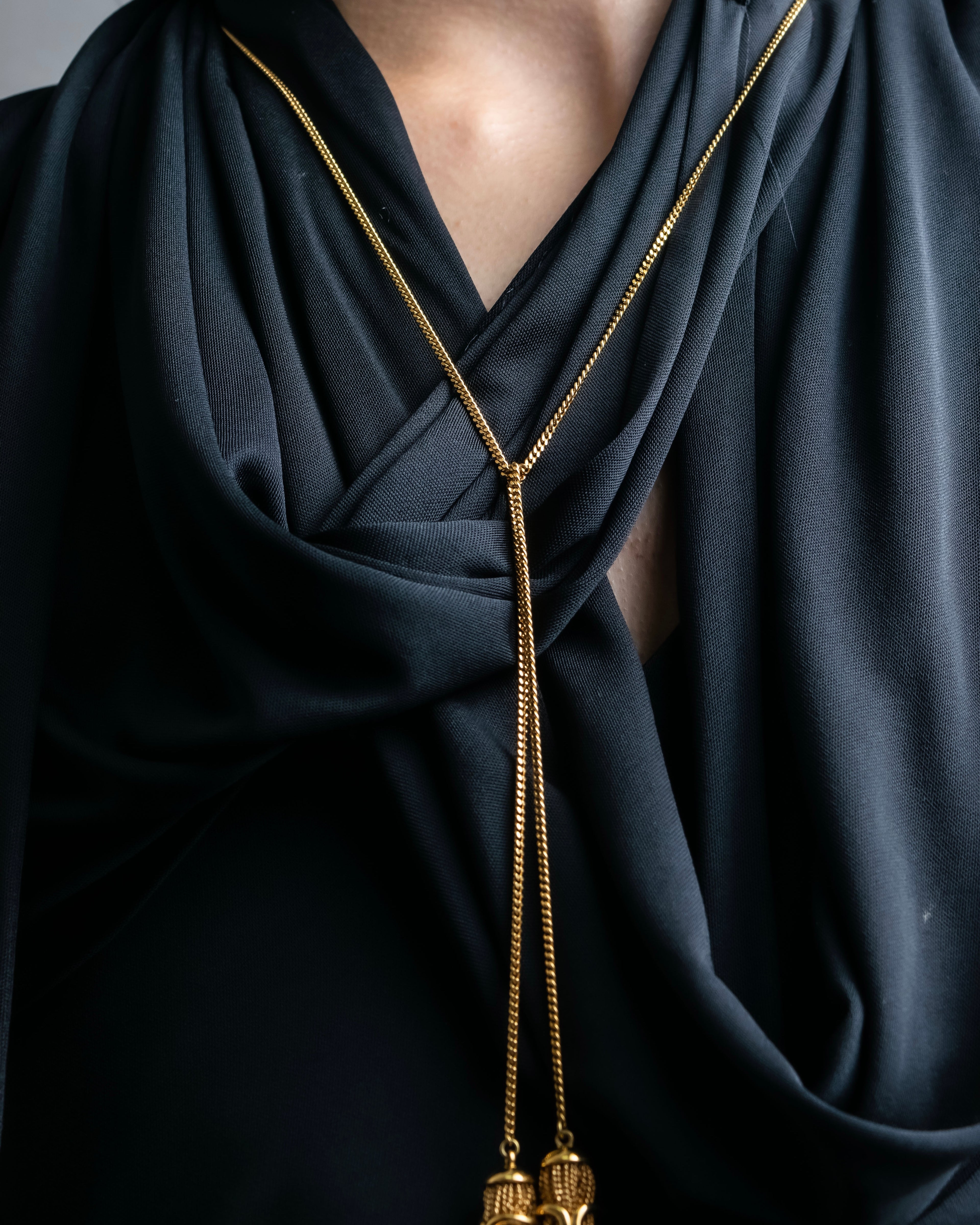 "CELINE" Fringe emblem design long necklace