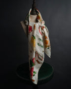 “GUCCI” 80’s-90’s Floral logo silk scarf