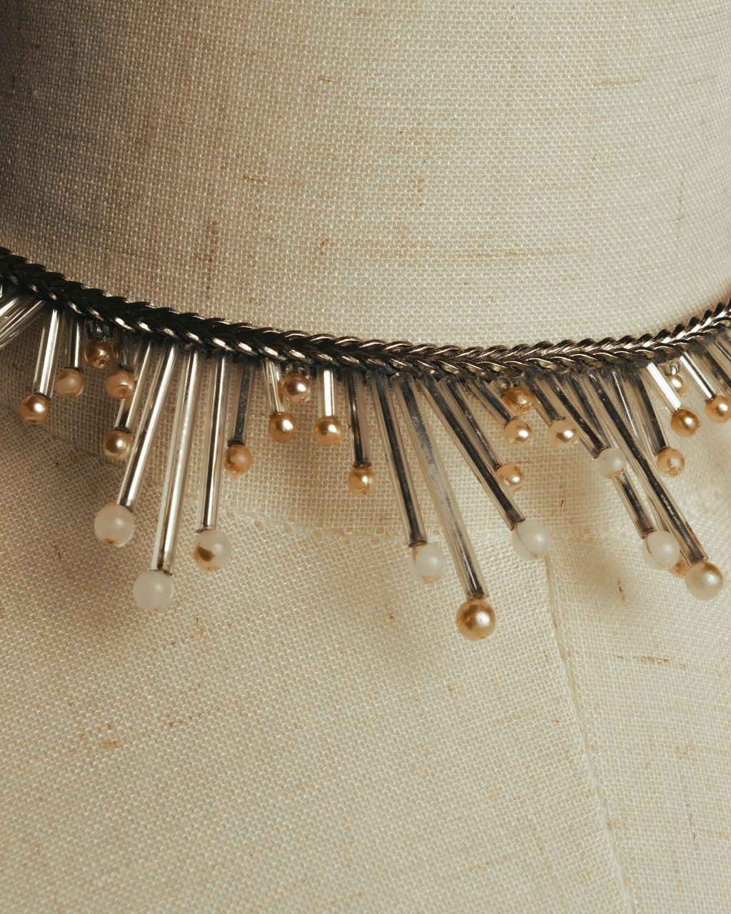 -SPECIAL- "CHANEL" 90's-00's Sculptural pearl fringe choker necklace