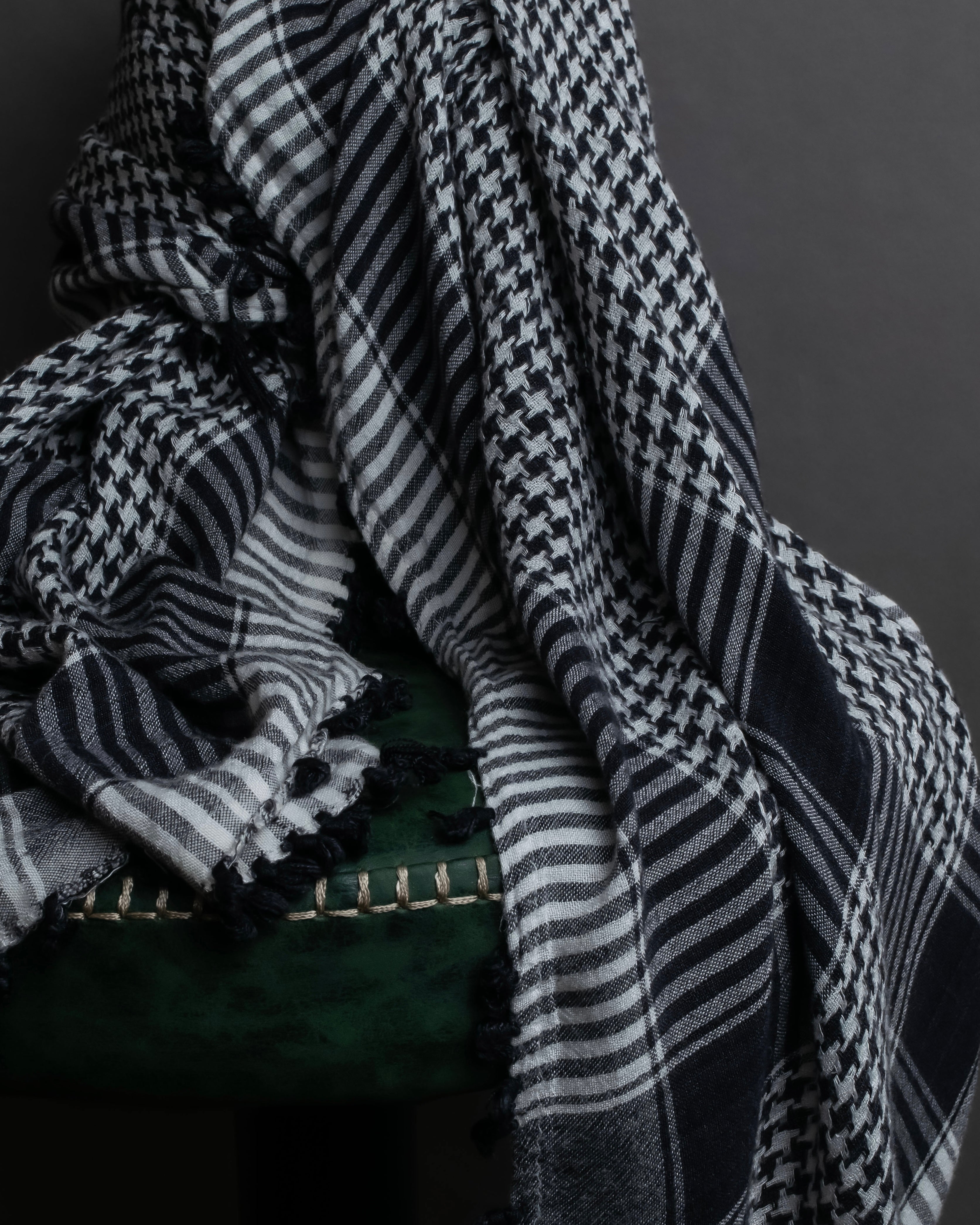 "Vintage houndstooth combination pattern large stole"