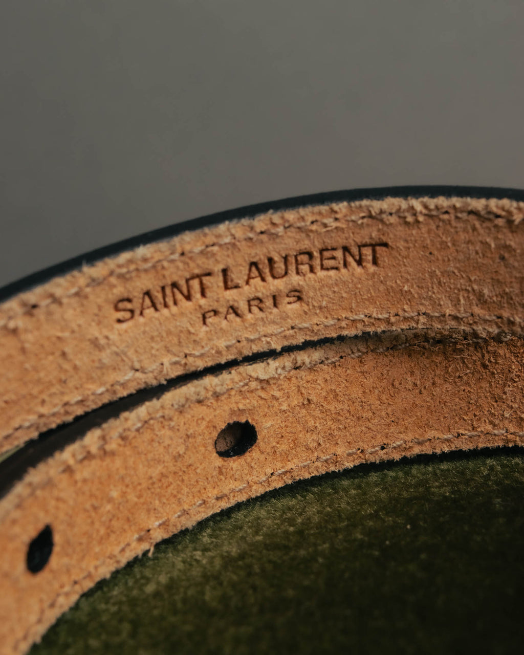 “SAINT LAURENT PARIS” 2010’s Lizard embossed narrow leather belt