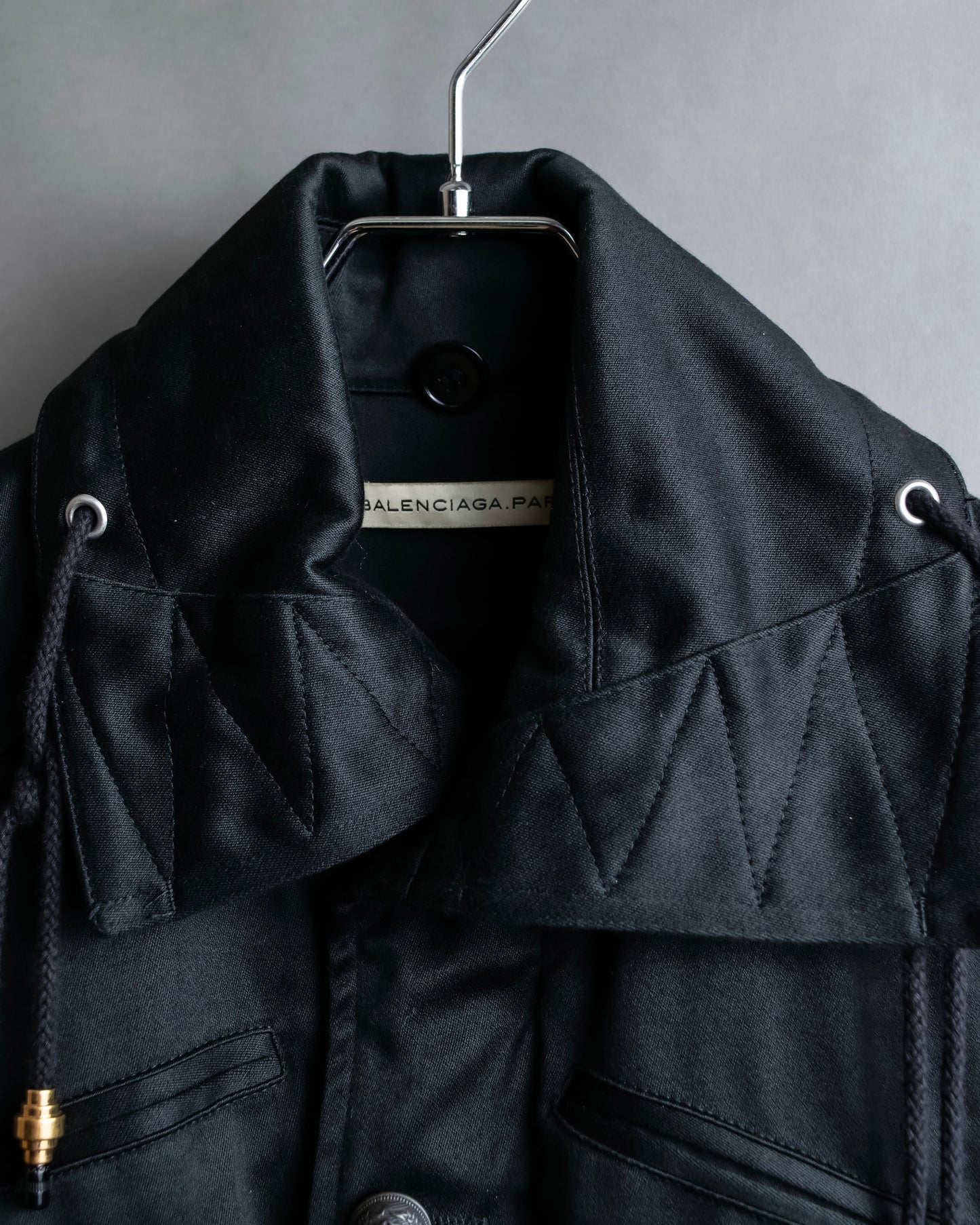 "BALENCIAGA" Glossy cotton military detail belted coat