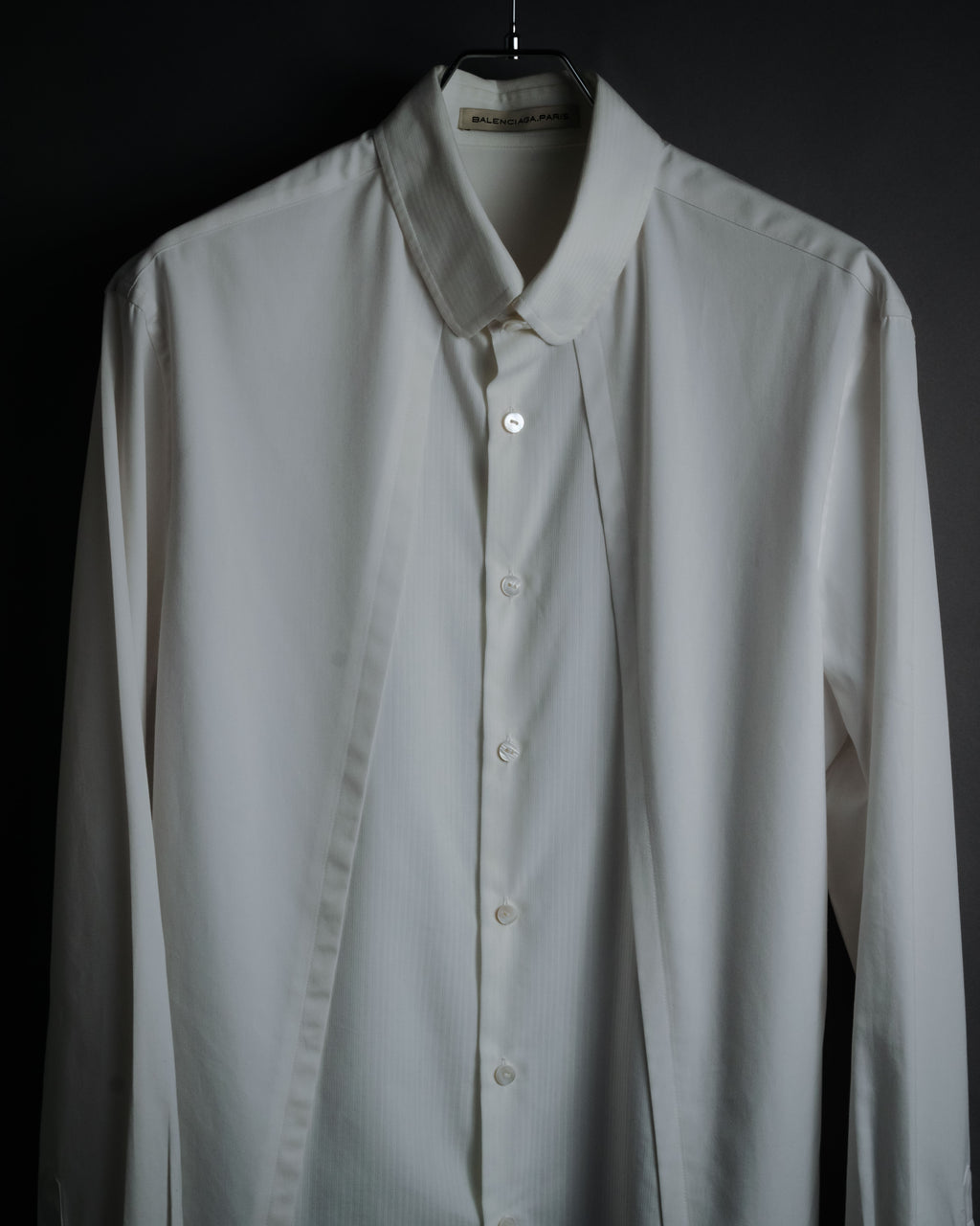–SPECIAL– "BALENCIAGA" 2005-06’s Round collar chin tab paneled dress shirt
