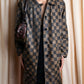 "FENDI" Pecan checkered belted mid length coat