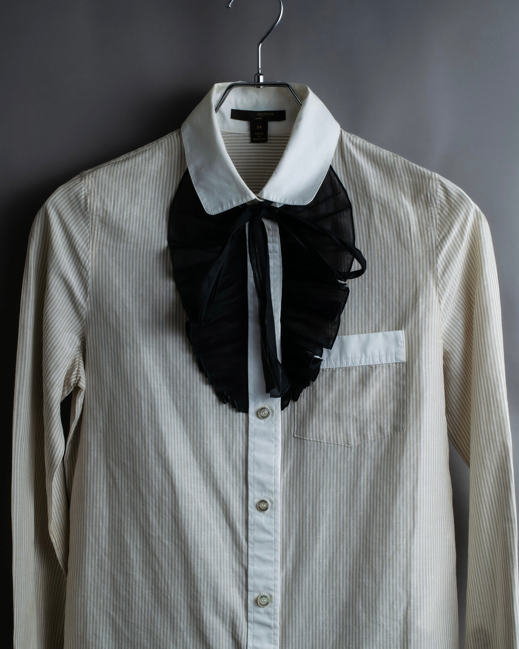 "LOUIS VUITTON" Ribbon frill design regular collar shirt