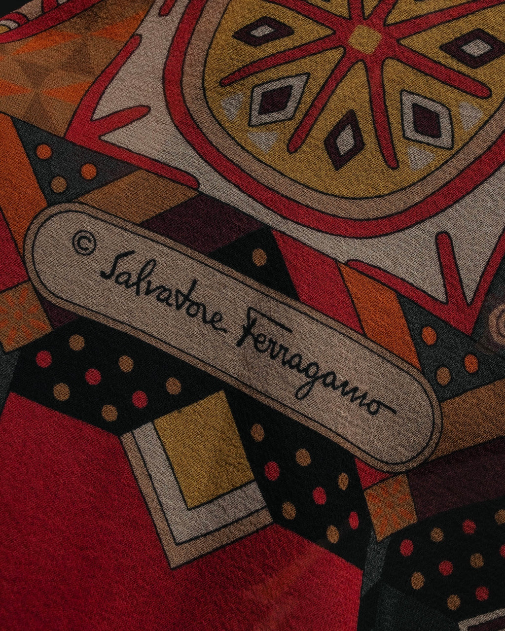 "Salvatore Ferragamo" 2010's Geometric tribal print silk scarf