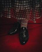 -SPECIAL- “Miu Miu” 2010’s Crystal embellished heel patent leather brogue shoes