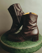 "Hermès" Minimal dark brown leather ankle boots