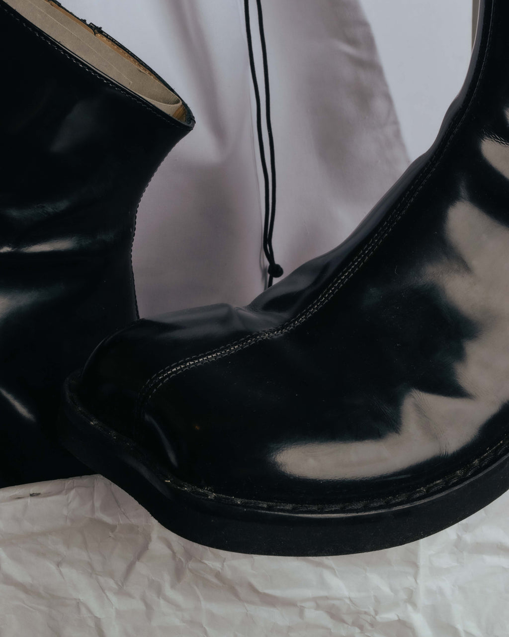 "MM6 Maison Margiela" 2010's Glossy leather side zip ankle boots