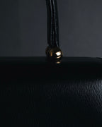 "PIERRE BALMAIN" 80’s-90’s box calf gold bar top handle bag