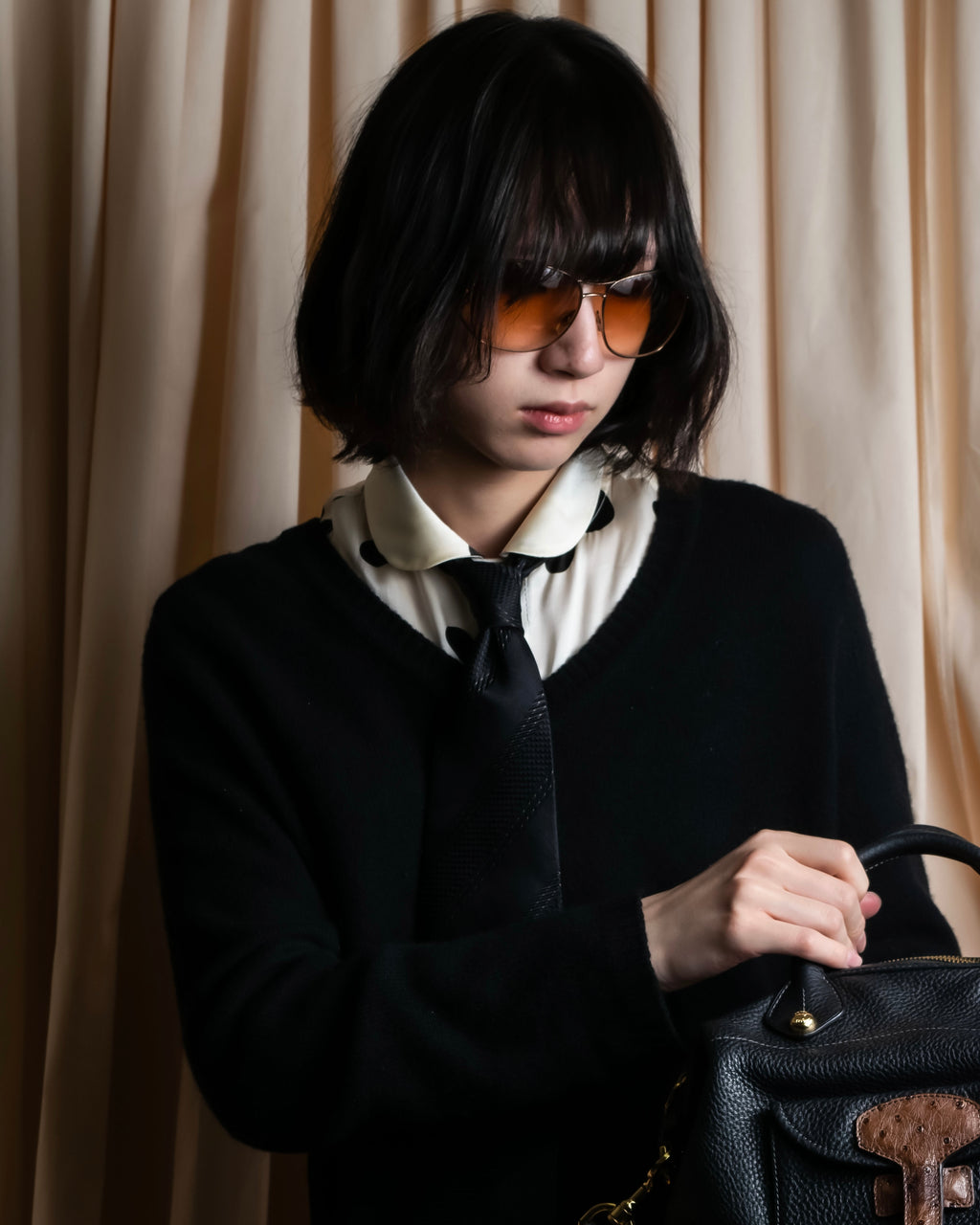 "GIORGIO ARMANI" Mixed material striped necktie