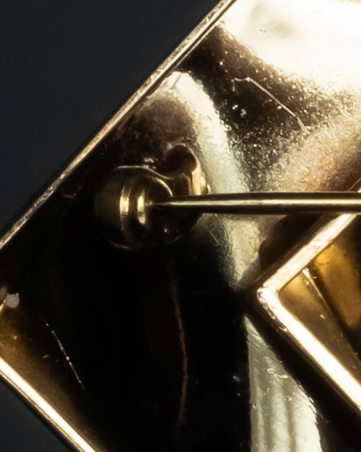 "Christian Dior" Double square design gold brooch