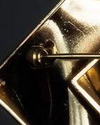 "Christian Dior" Double square design gold brooch