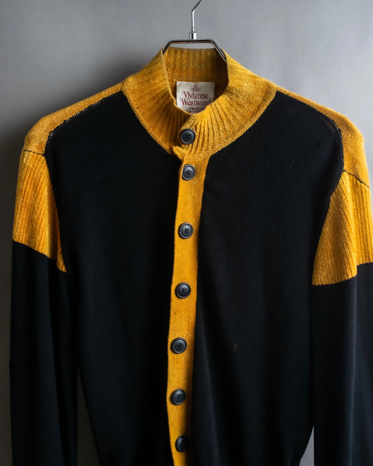 "Vivienne Westwood" Two-tone ribbed switching cardigan