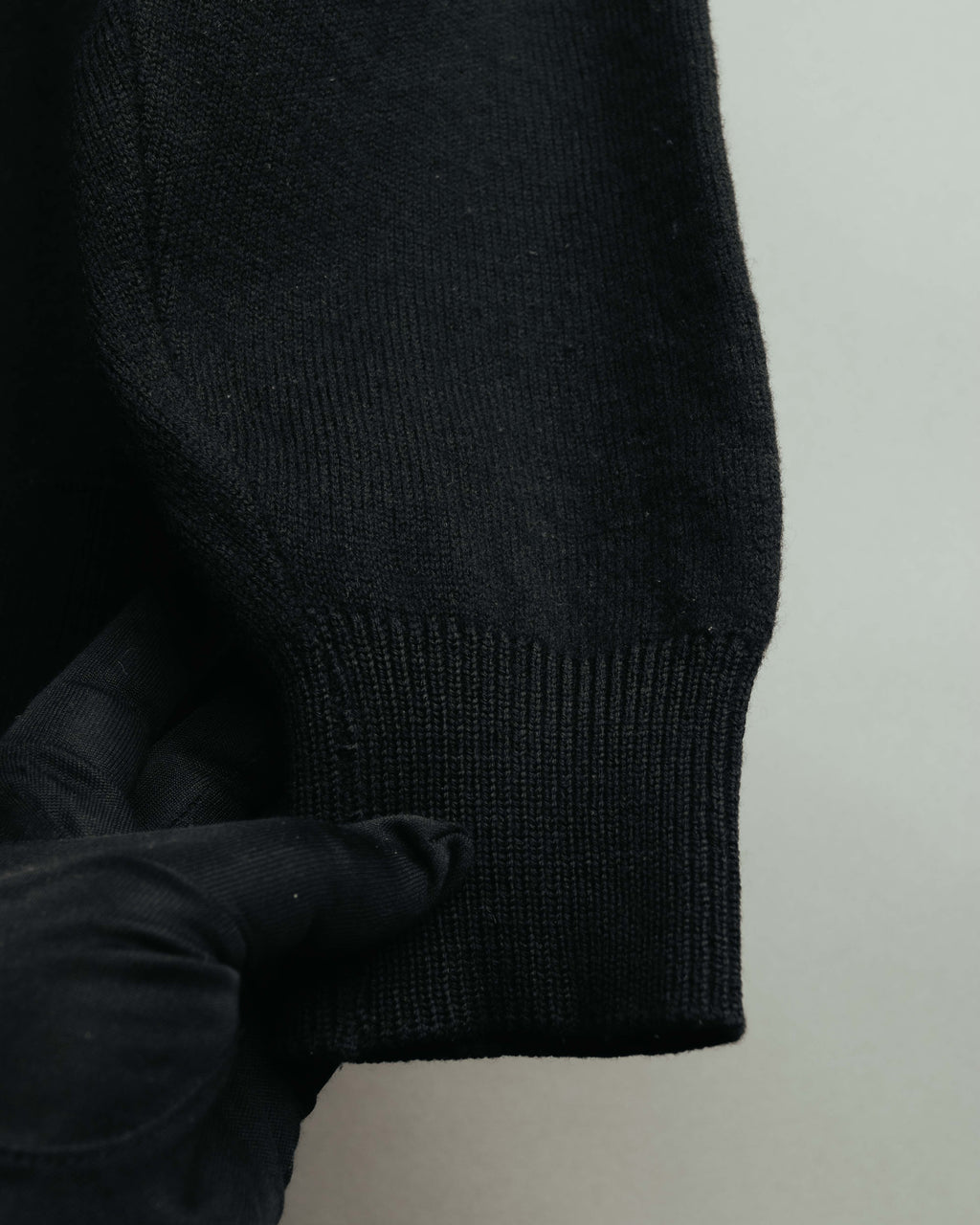"Yves Saint Laurent" 80's-90's Minimal black wool v-neck sweater