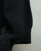 "Yves Saint Laurent" 80's-90's Minimal black wool v-neck sweater