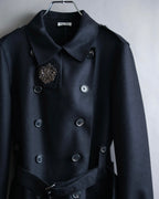 "MIU MIU" Crest brooch design belted trench coat