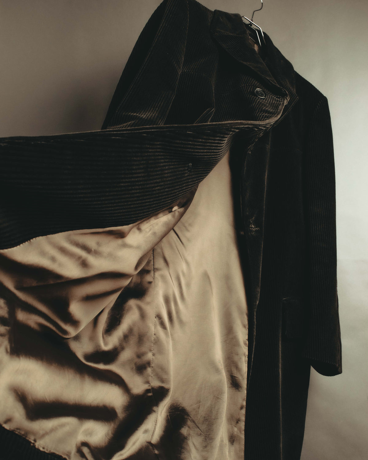 -SPECIAL- "GUCCI" 90's-00's Dark brown corduroy tailored chesterfield coat