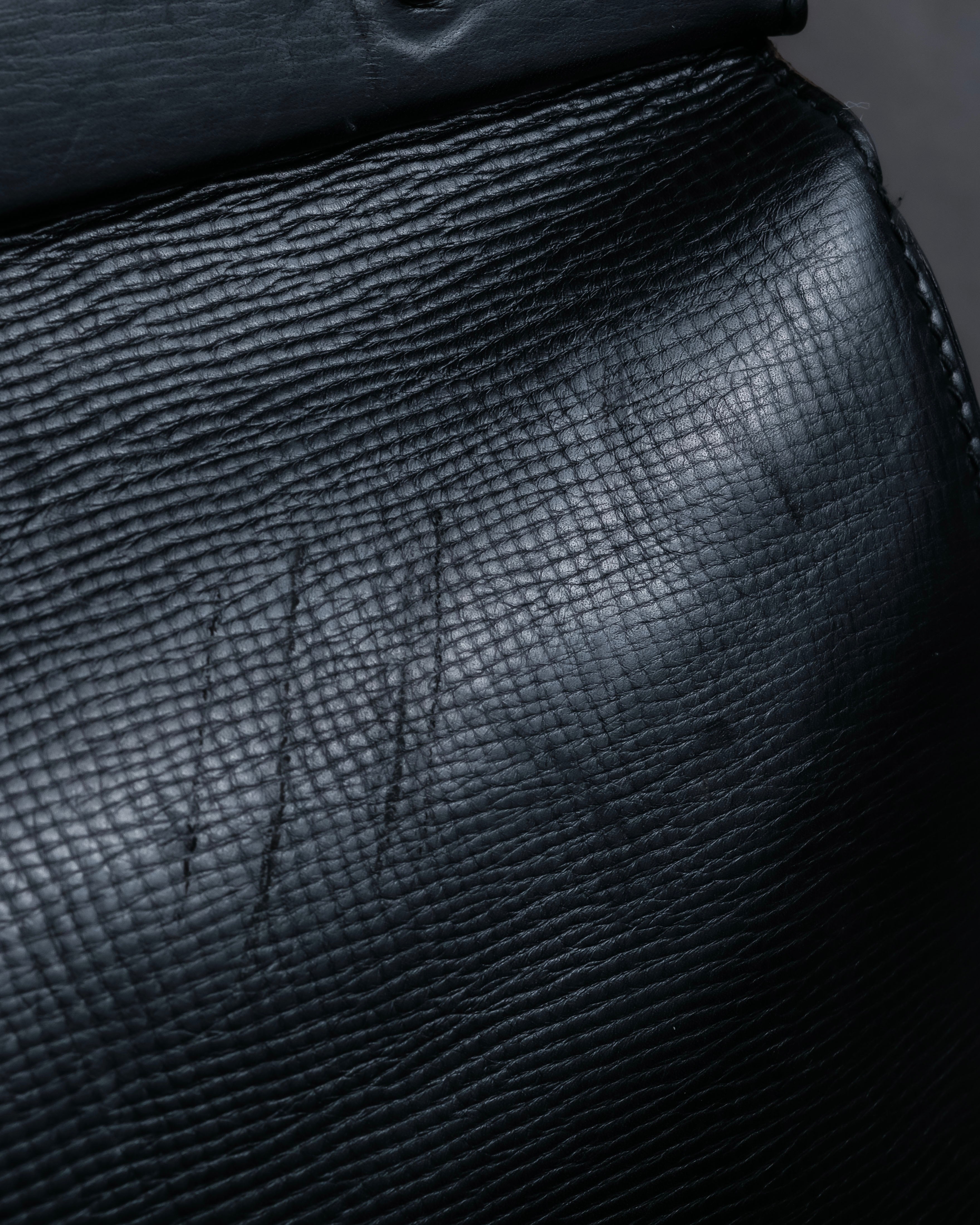 "GUCCI" Double flap design grained leather one-handle bag