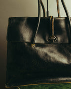 "Miu Miu" 90's-00's Cracked leather tote handbag