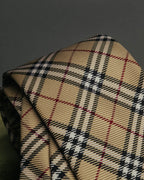 "BURBERRY LONDON" 00's Beige checked silk necktie
