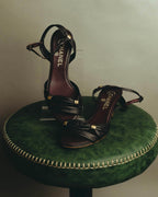 "CHANEL" 90's-00's Bow leather ankle strap sandals