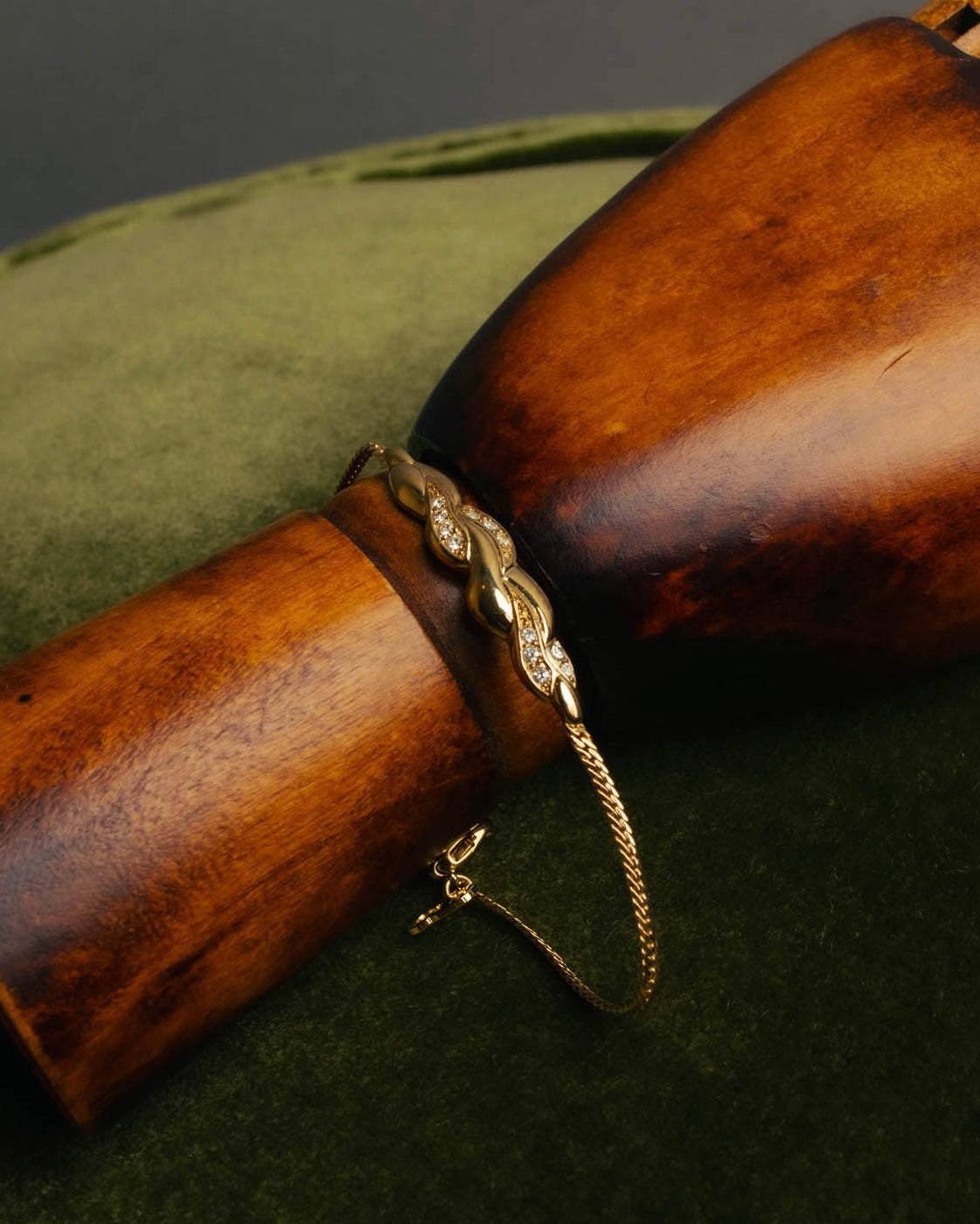 "Christian Dior" 80's-90's Gold tone rhinestone bracelet