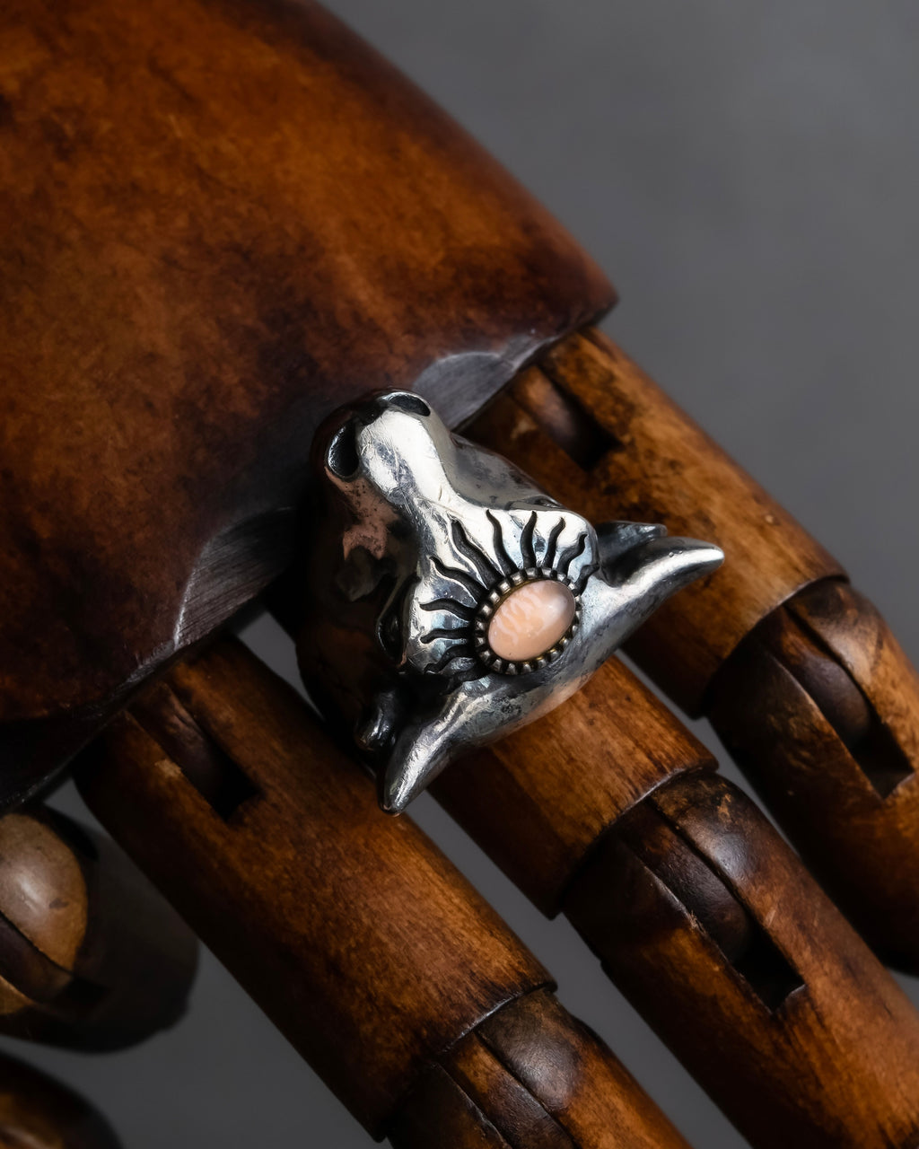 "GUCCI" Anger forest collection silver bullhead motif ring