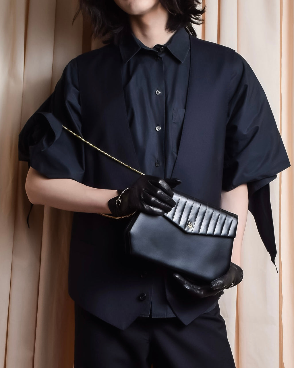 "HERMES" Gaultier period twisted sleeve cotton shirt