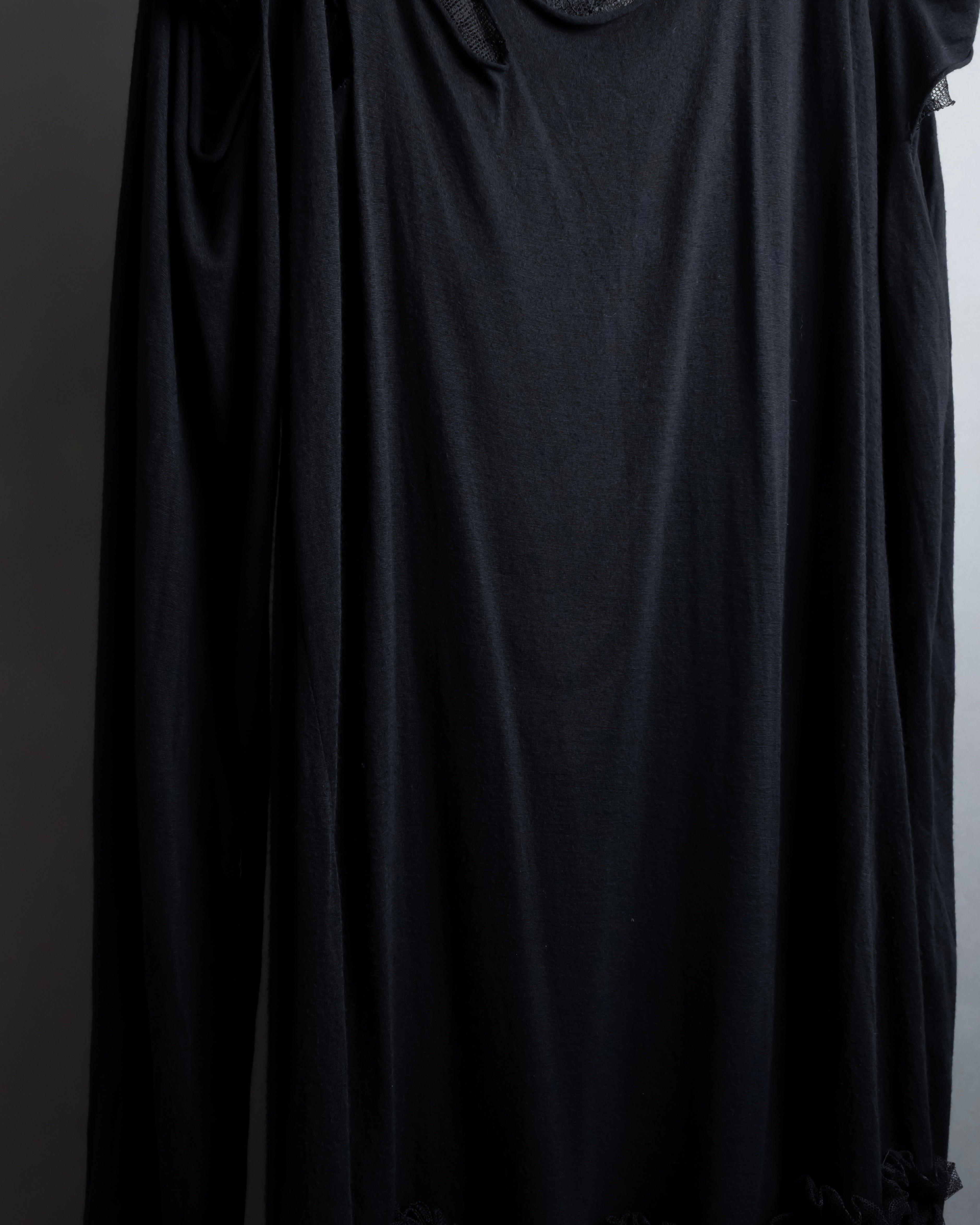 "RED VALENTINO" Distressed tulle skirt docking long pullover