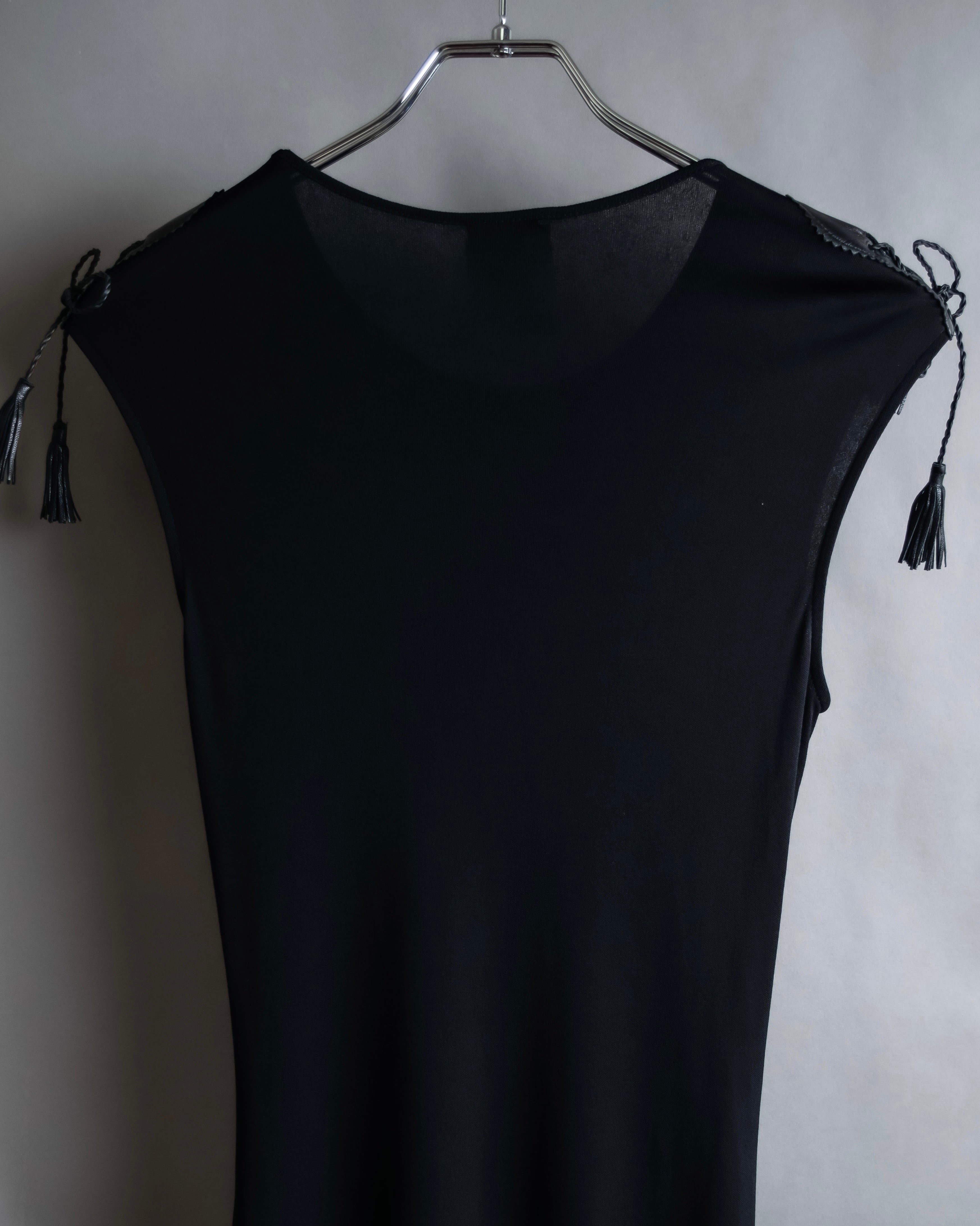 GIANNI VERSACE - Dress - Black - Size 42 - Tassel Lace-Up Sleeveless A-Line VERSUS MOOD GIANNI VERSACE - Dress - Black - Size 42 - Tassel Lace-Up Sleeveless A-Line VERSUS MOOD
