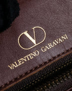 "Valentino Garavani" Reddish brown trapezoid silhouette 2way leather bag