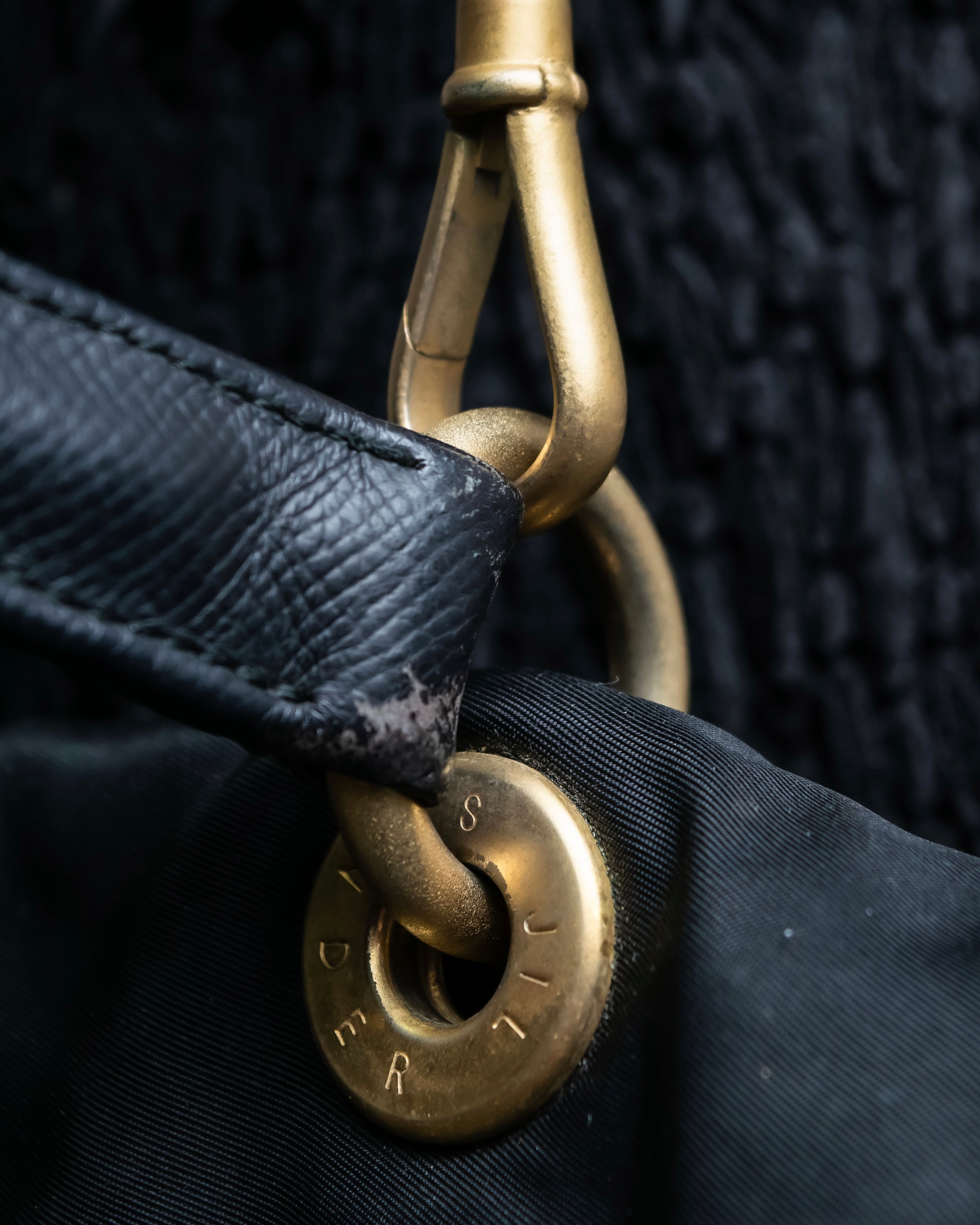 “JIL SANDER” Gold buckle 2 way nylon hand bag