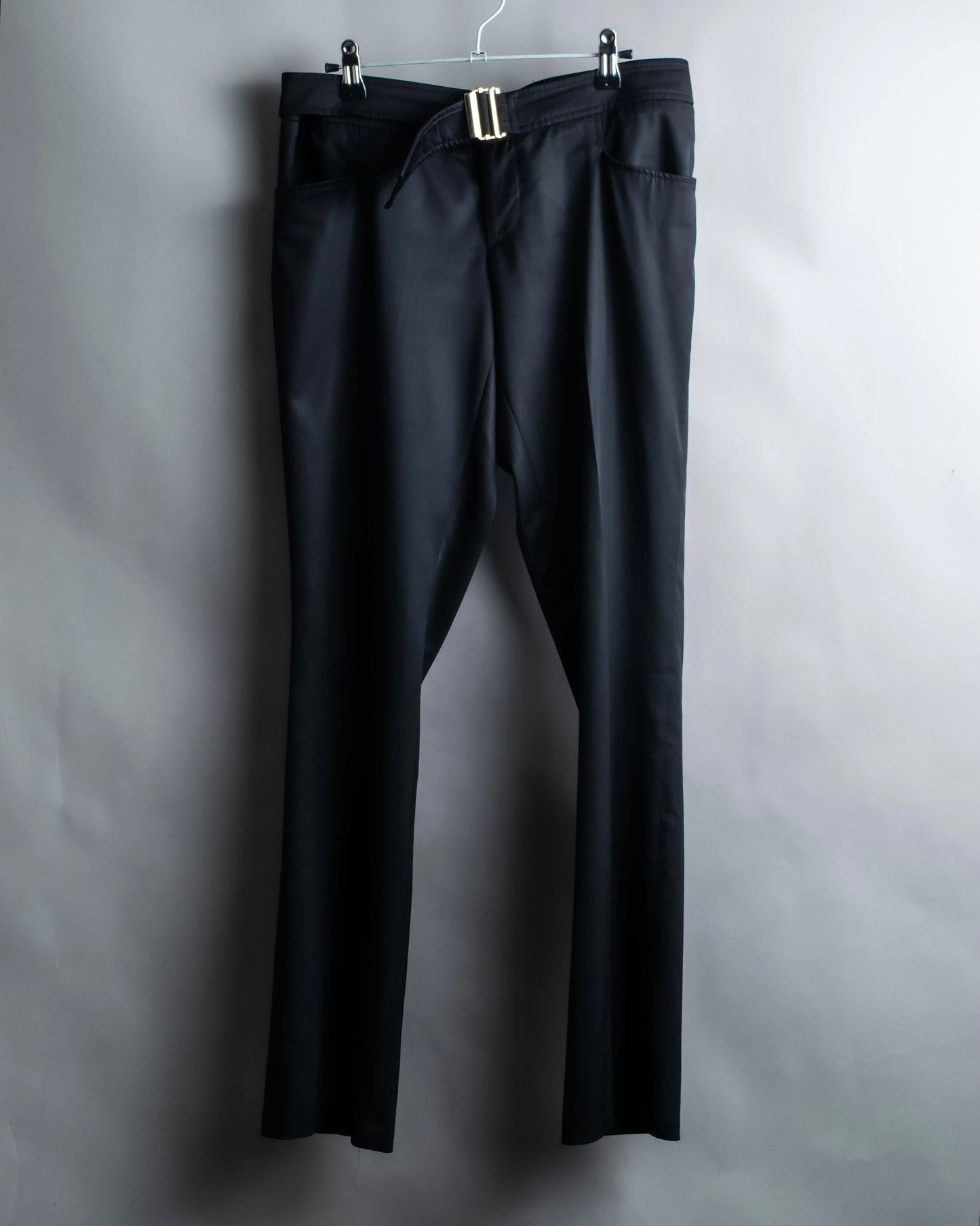 "GUCCI" Belted design wool blend sarouel slacks