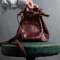 "Cartier" Drawstring design bordeaux color shoulder bag