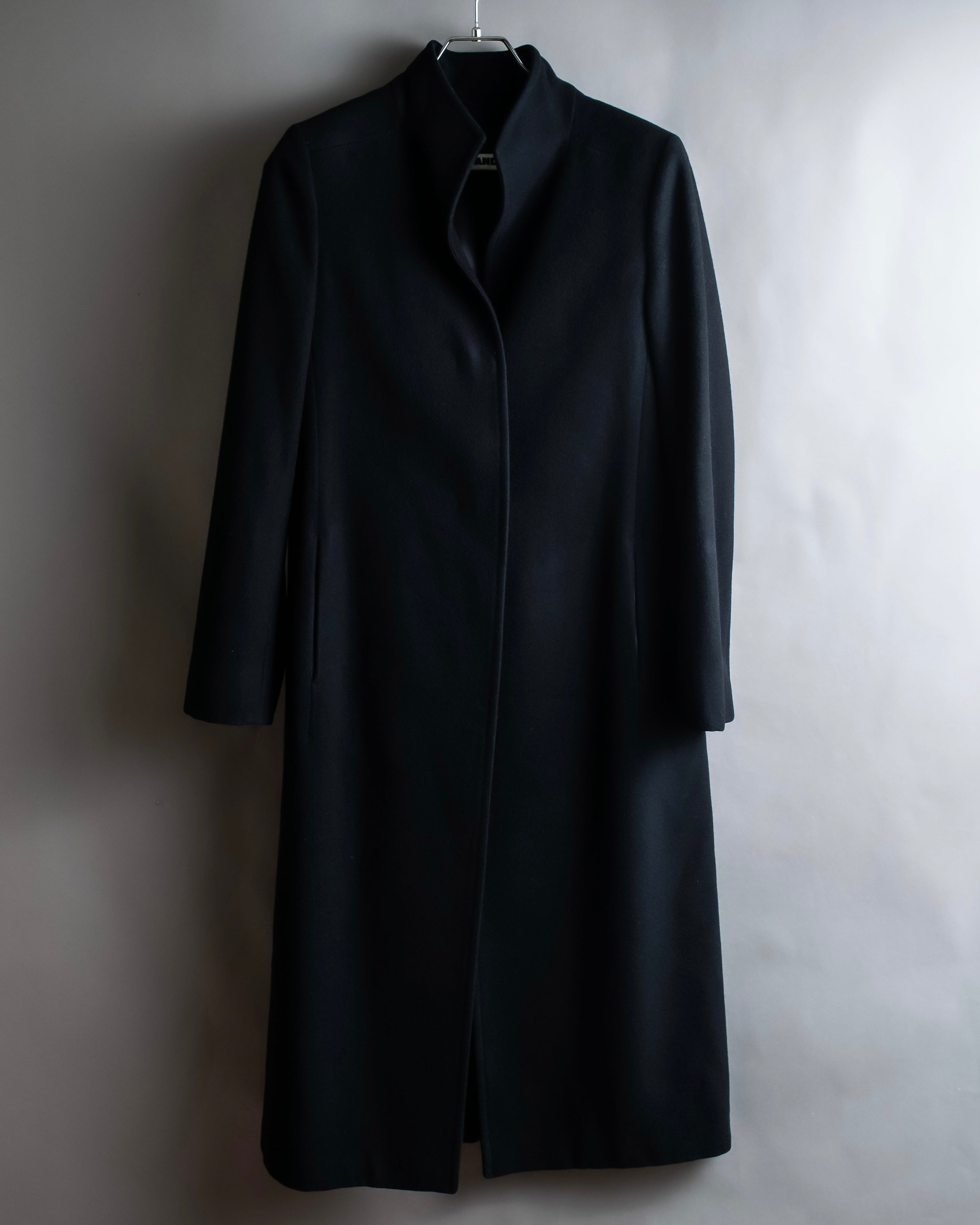 "JIL SANDER" 100% cashmere straight line stand collar coat