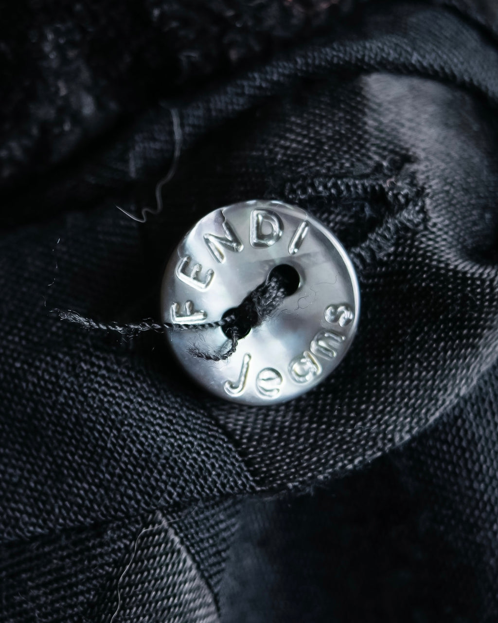 "FENDI JEANS" Logo engraved check pattern glossy shirt