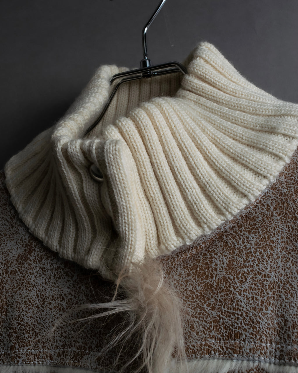 "Dolce &amp; Gabbana" Mouton &amp; knit combination design coat