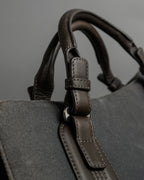 "LOEWE" Harness design logo engraved suede leather hand bag