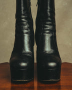"SAINT LAURENT PARIS" 10's Dramatic leather platform ankle boots