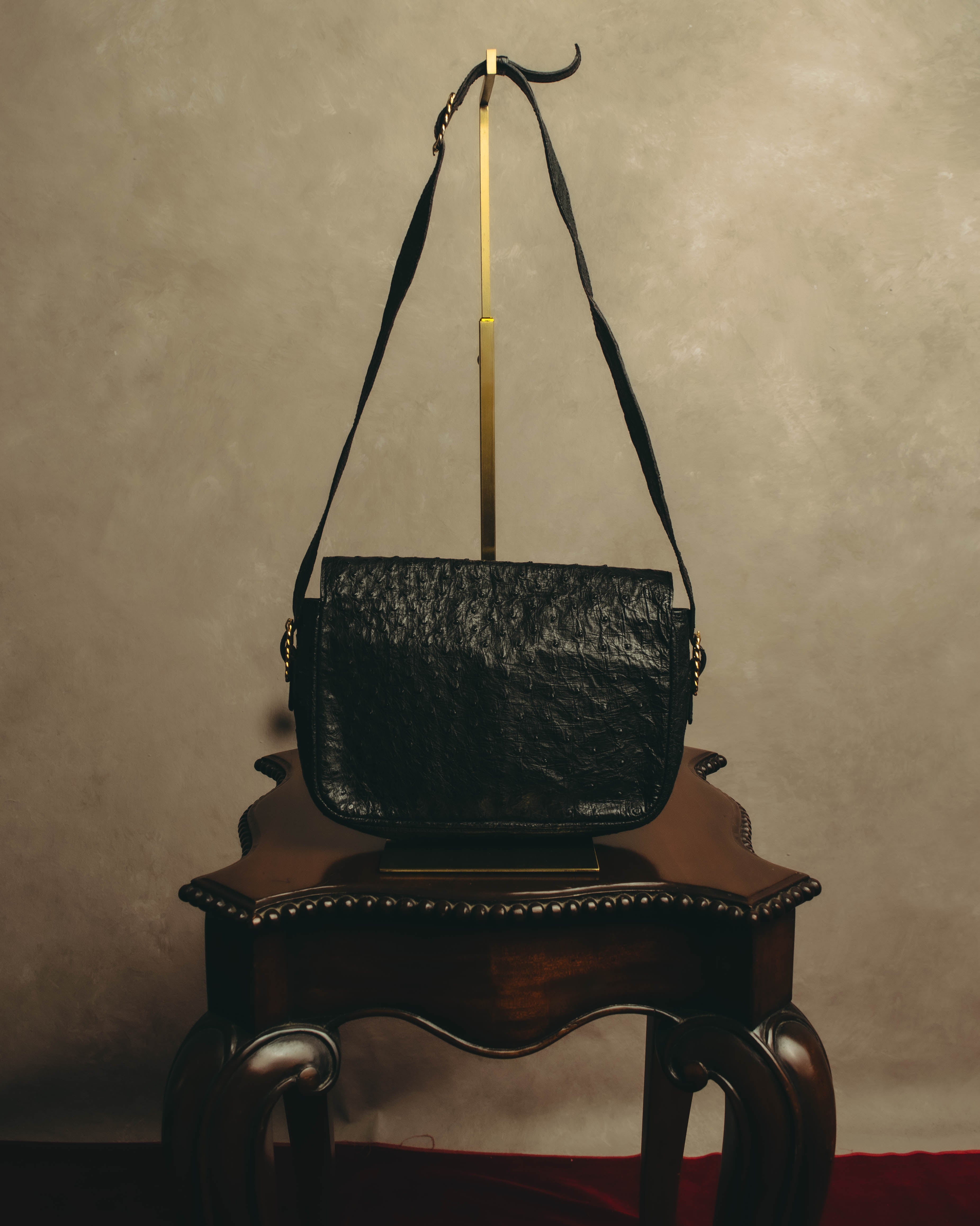 -SPECIAL- “CELINE“ 00’s-10’s Ostrich embossed leather shoulder bag