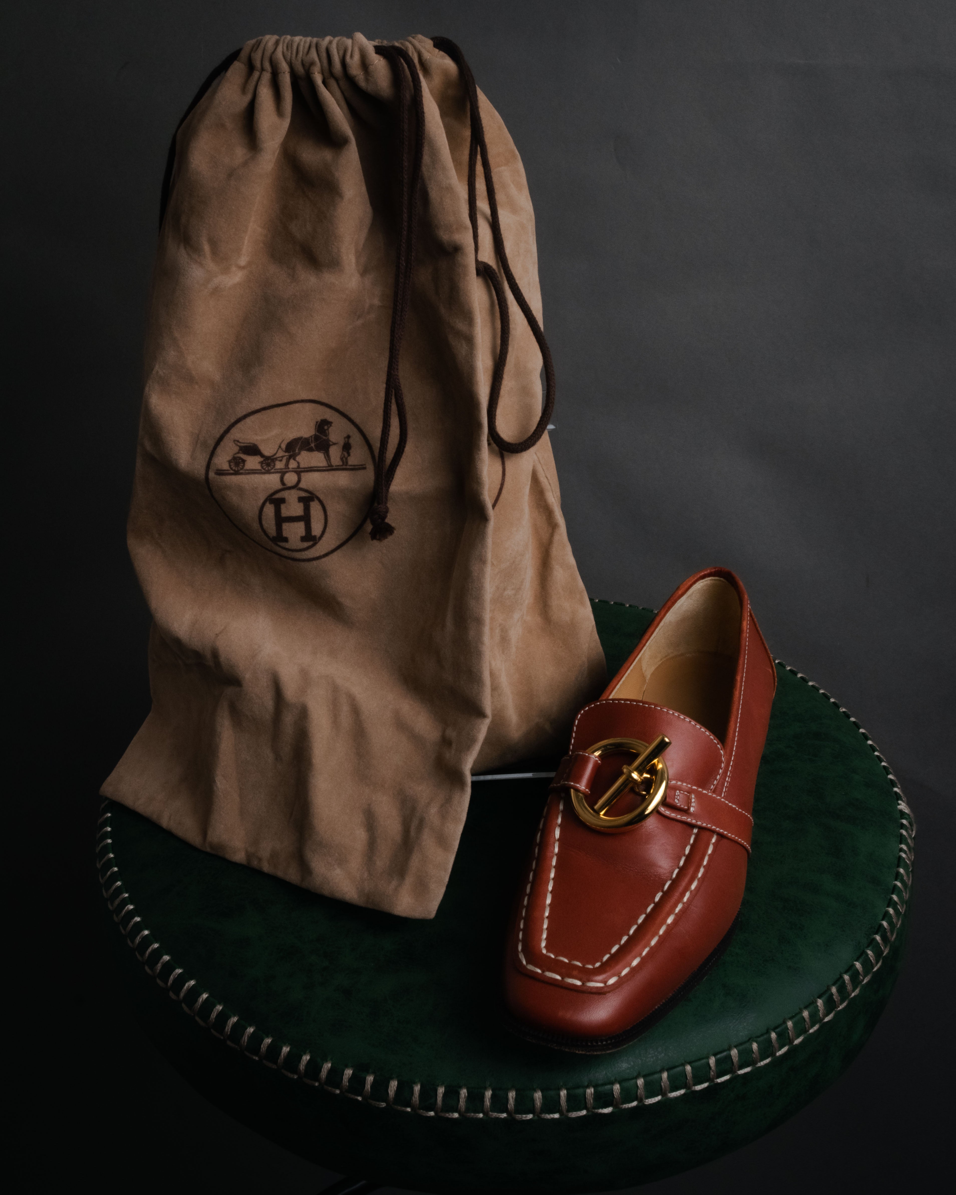 “HERMES” 90’s-00’s Chaine d’ancre hardware loafers