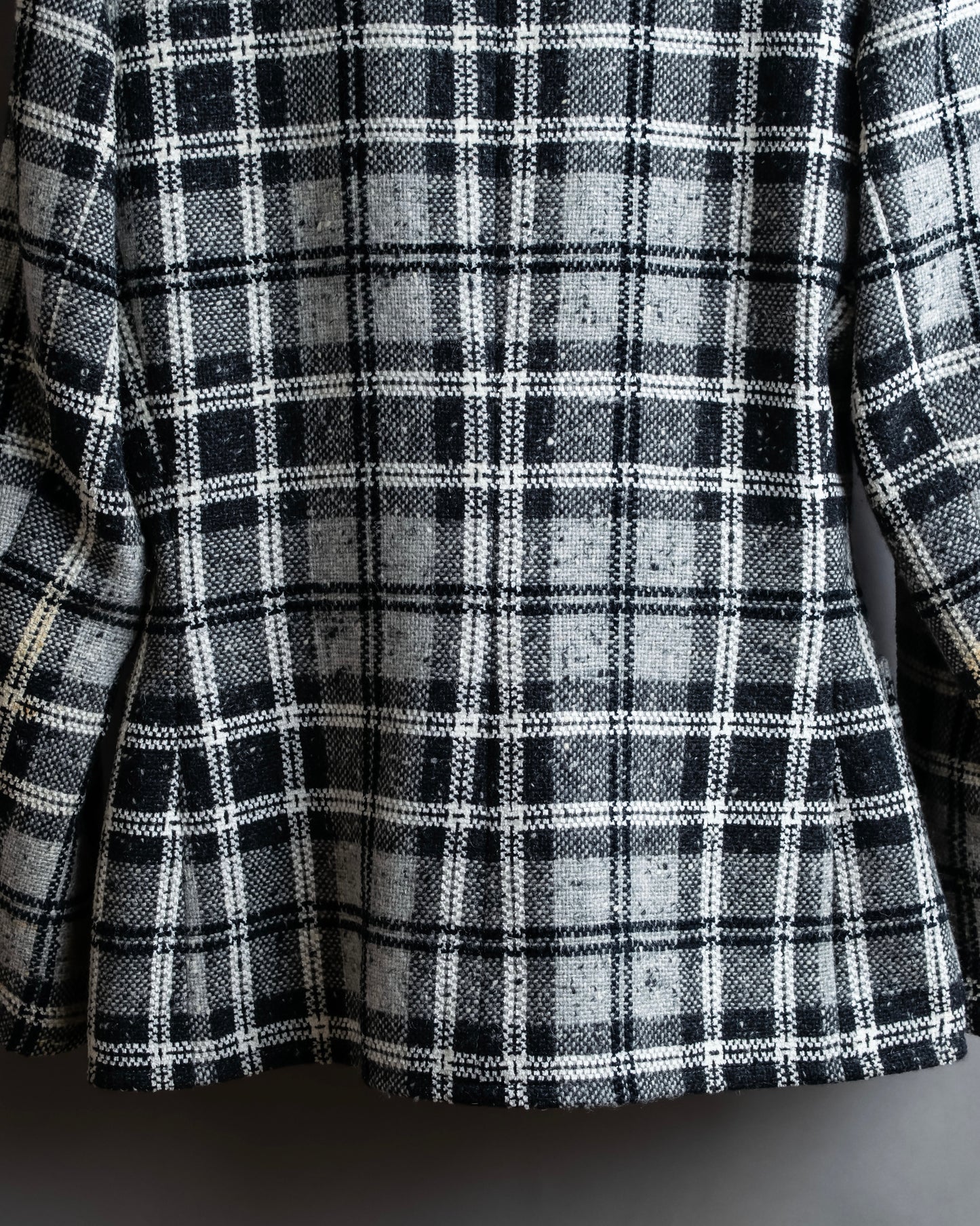 "YVES SAINT LAURENT" Monotone Madras check pattern shaped tailored jacket