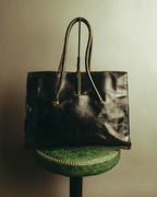 "Miu Miu" 90's-00's Cracked leather tote handbag