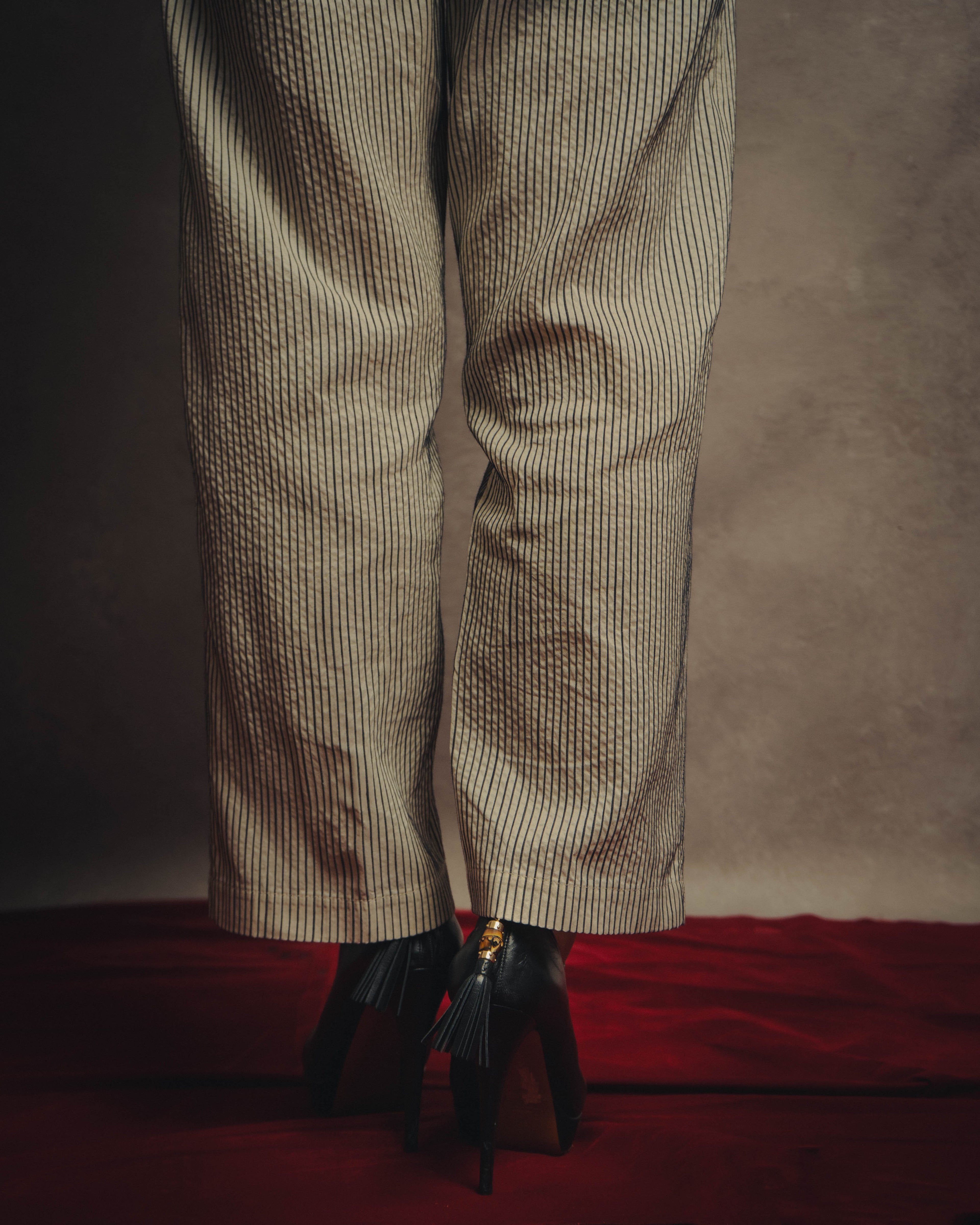 -SPECIAL- “Christian Dior” 20’s silk cotton striped straight trousers