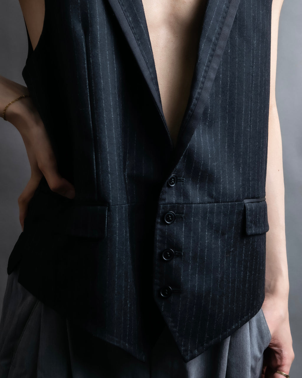 "DOLCE & GABBANA" Pattern switching peak lapel gilet