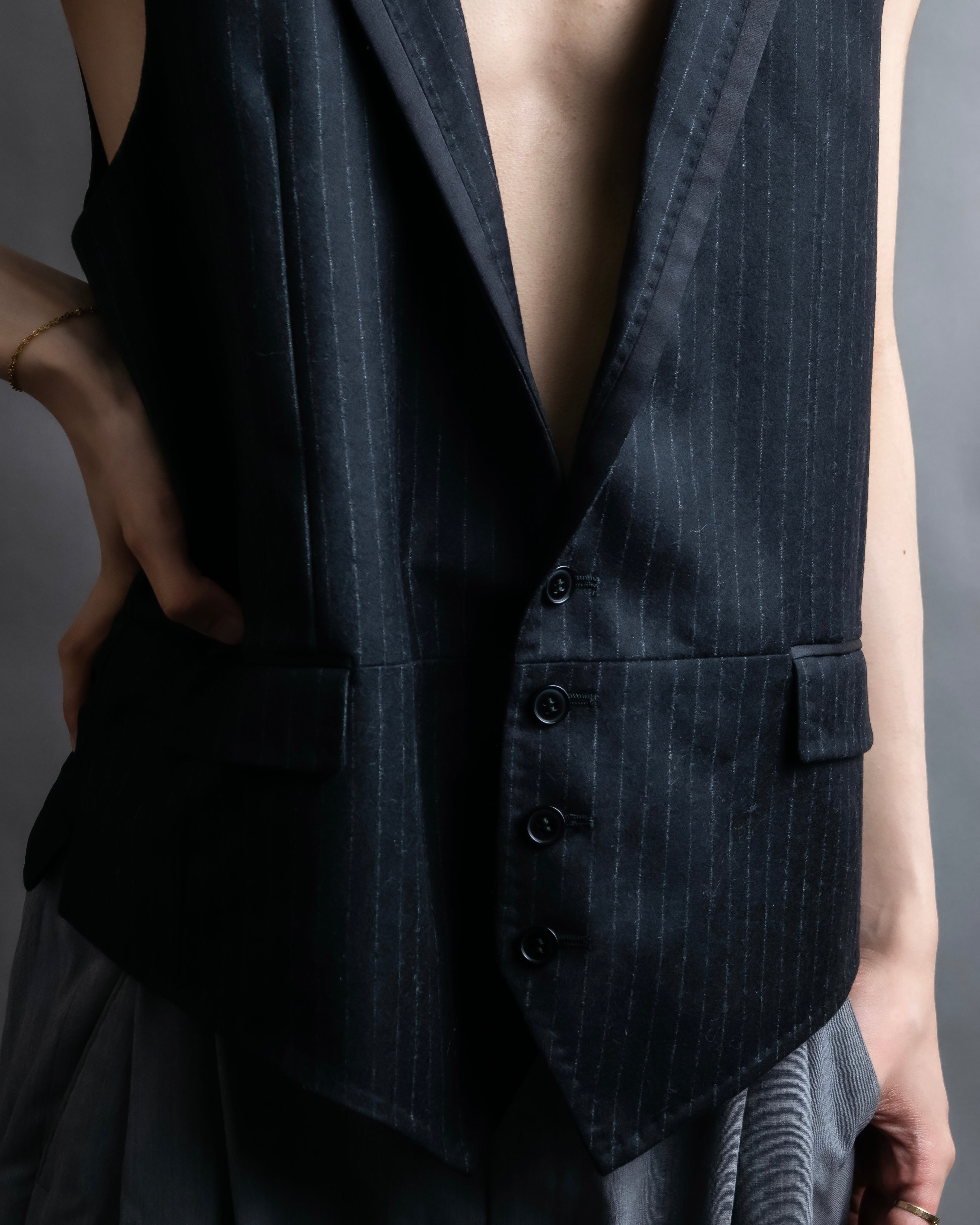 "DOLCE & GABBANA" Pattern switching peak lapel gilet