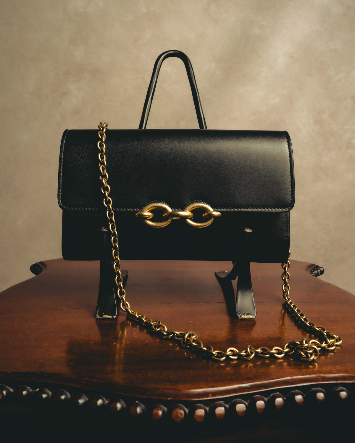 -SPECIAL- “Saint Laurent” 20’s Le Maillon smooth leather chain wallet