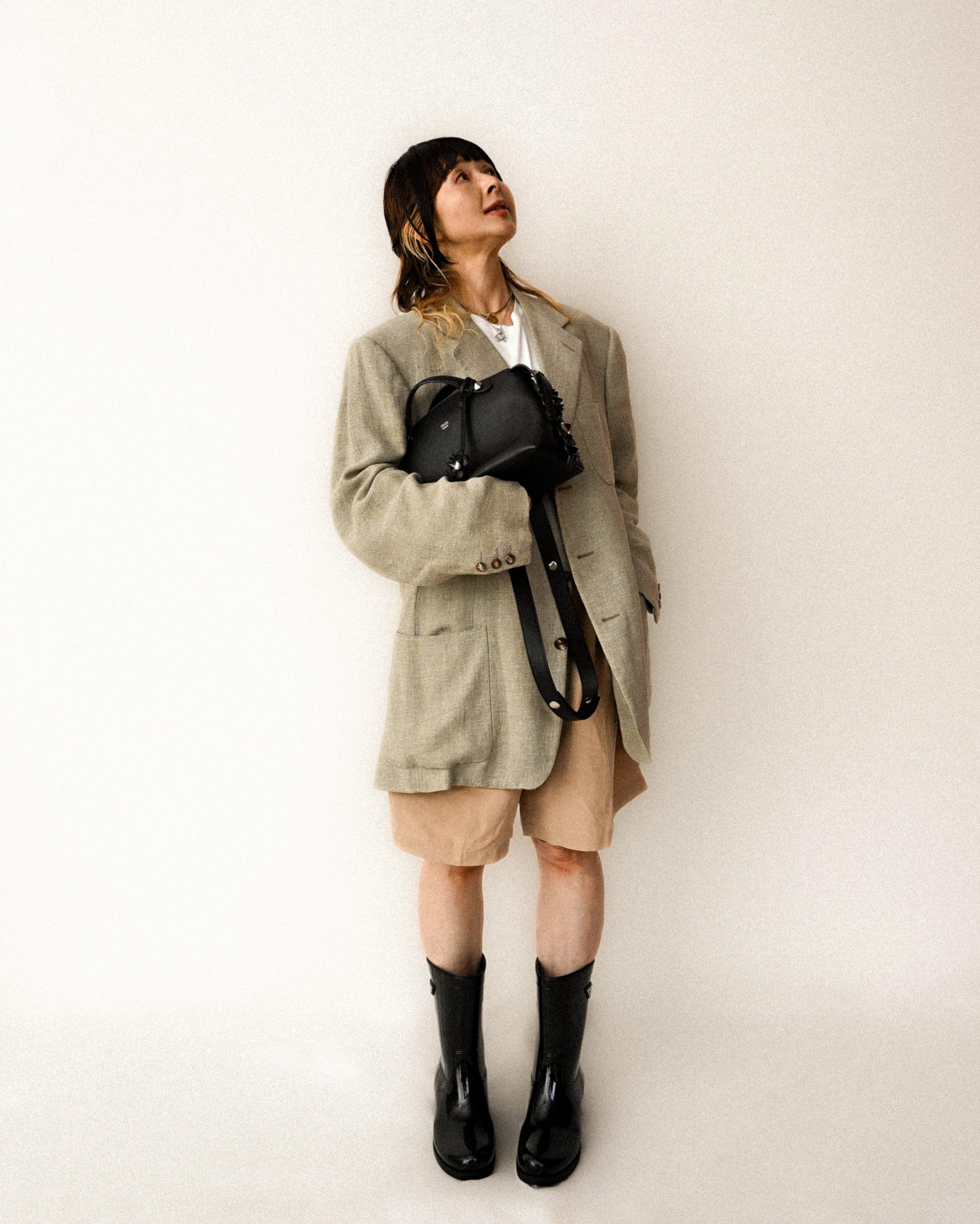 HERMES/ Pure Linen Oversized Single Breasted Tailored Jacket Beige