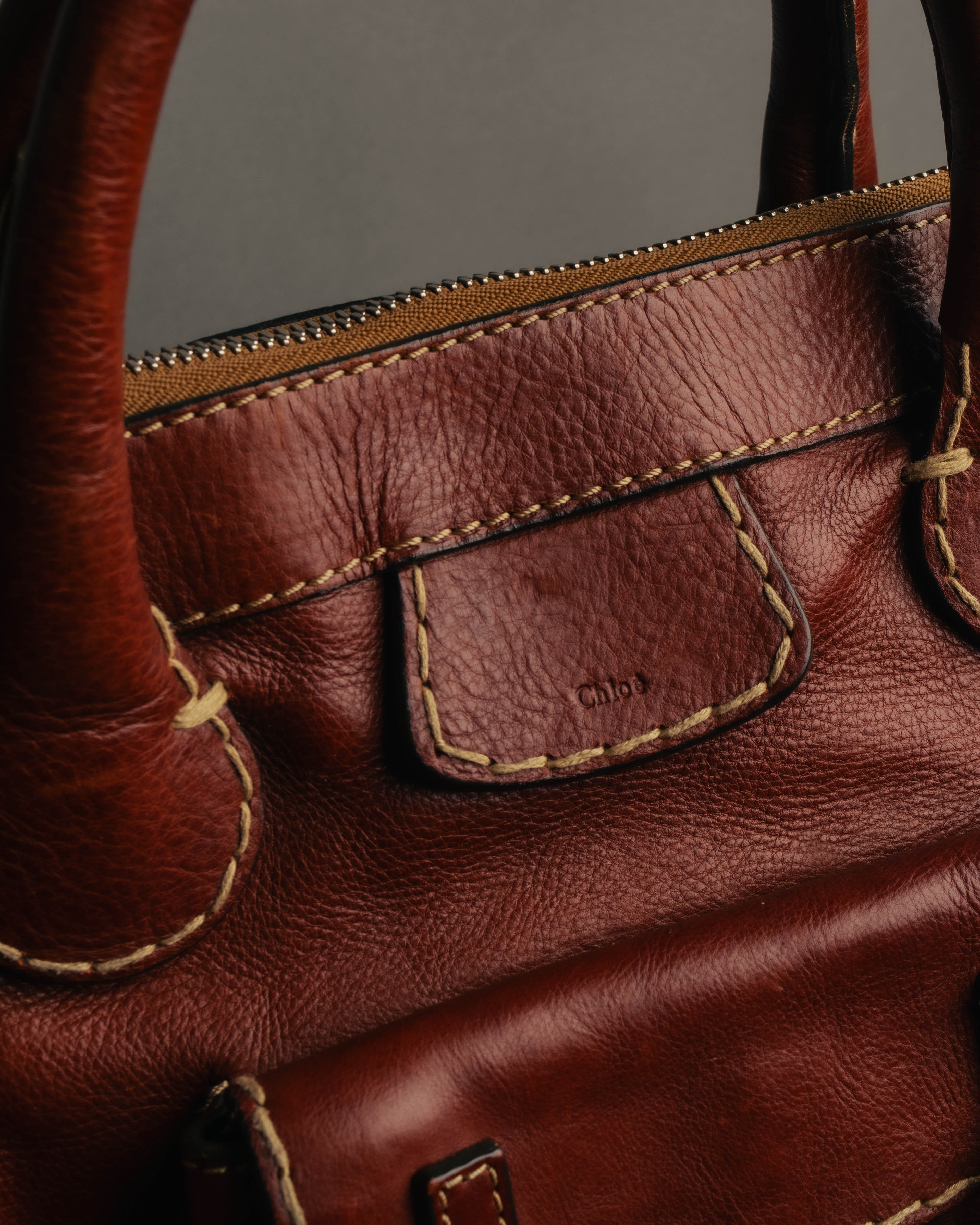 "Chloé" 00's Cognac leather top handle bag